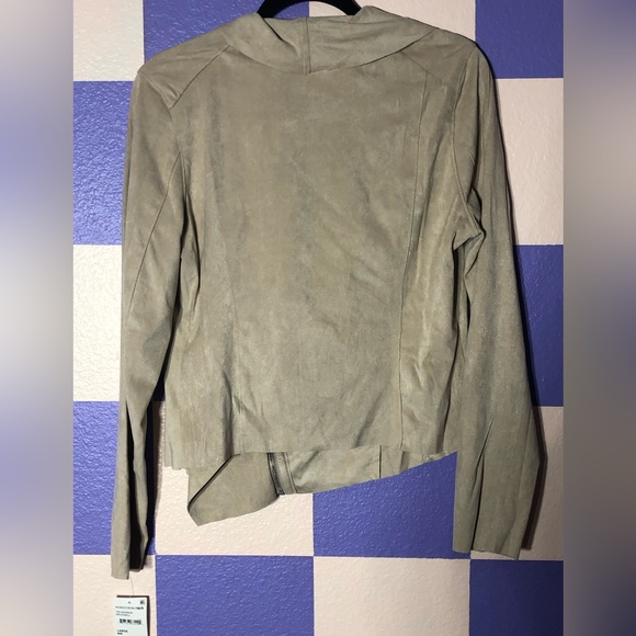 NWT Blank NYC Faux Suede Drapey Moto Jacket in Tan - Size L - Picture 2 of 5